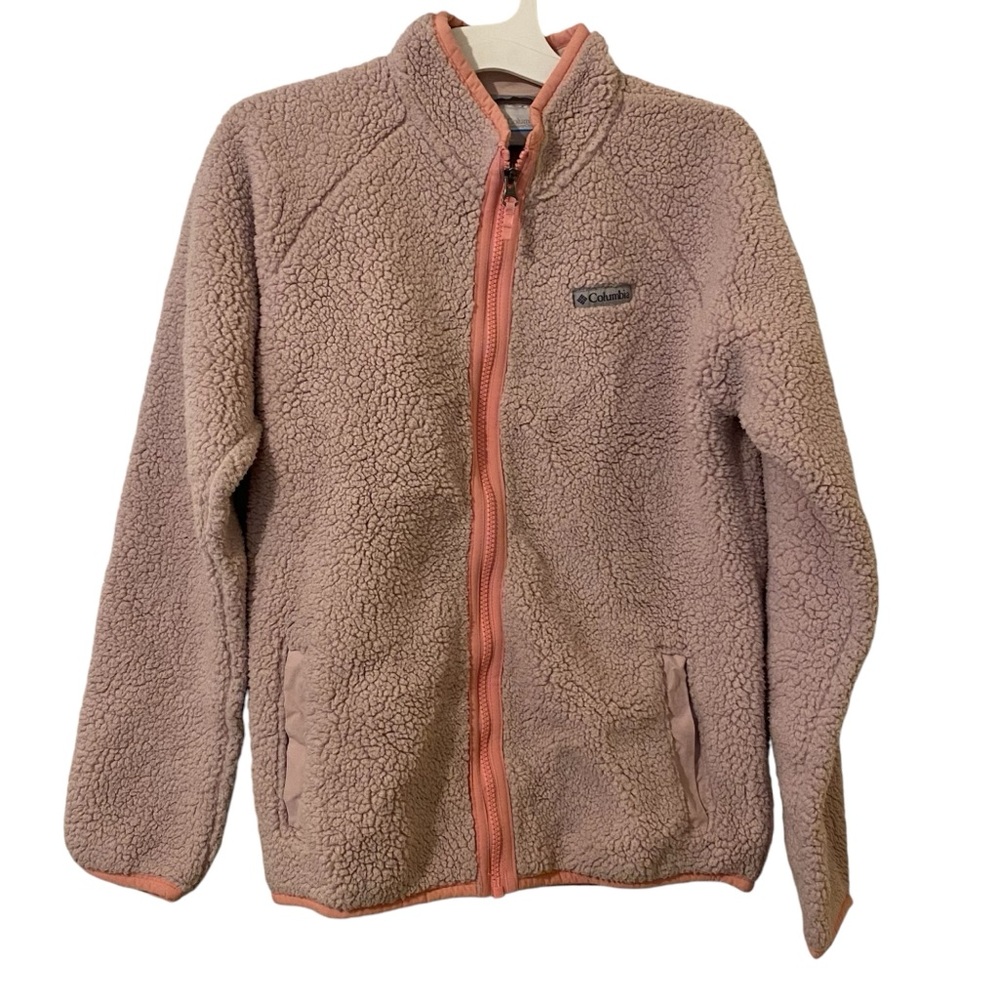 Columbia Full Zip Jacket Youth Girls Fleece Size Large 14 16 Pink Mauve Winter